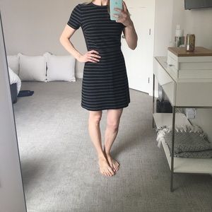 Madewell stretch black striped dress